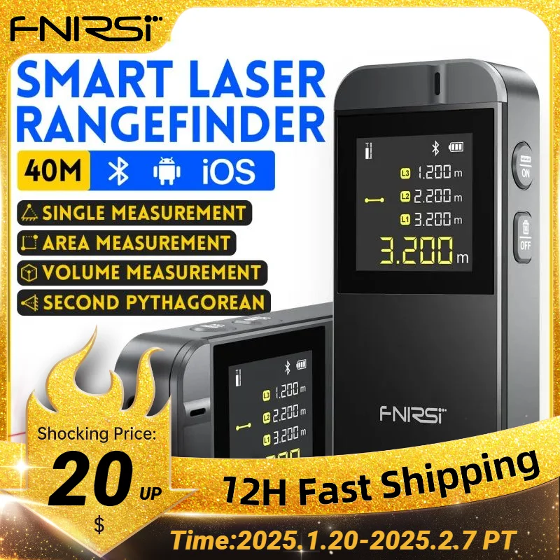 FNIRSI IR40 Smart Laser Rangefinder 40M Laser Tape Measure Digital Distance Meter Metro Laser Digital Accurate APP To Draw