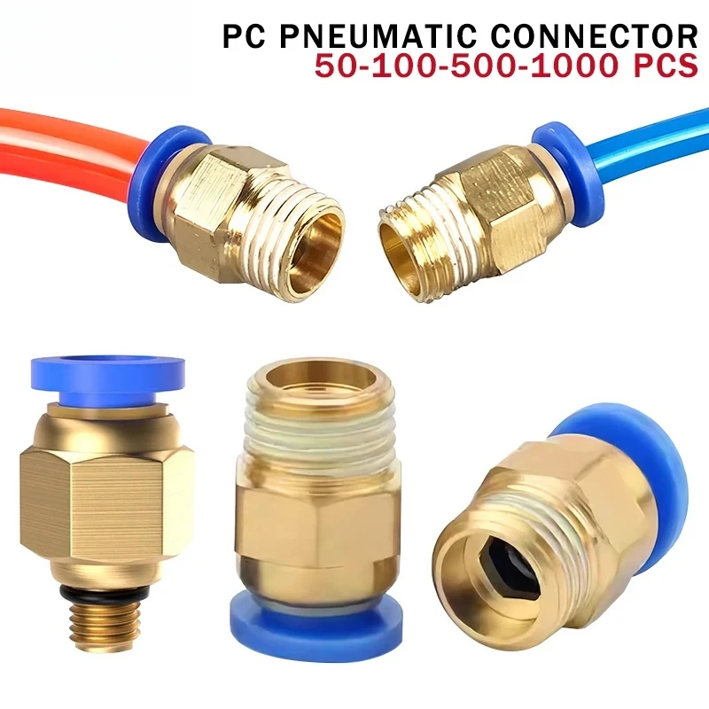 

10PCS Pneumatic Air Connector Fitting PC 4/6/8/10/12Mm Male Thread 1/8 1/4 3/8 1/2 Hose Fittings 4-M5 Pipe Quick Connectors