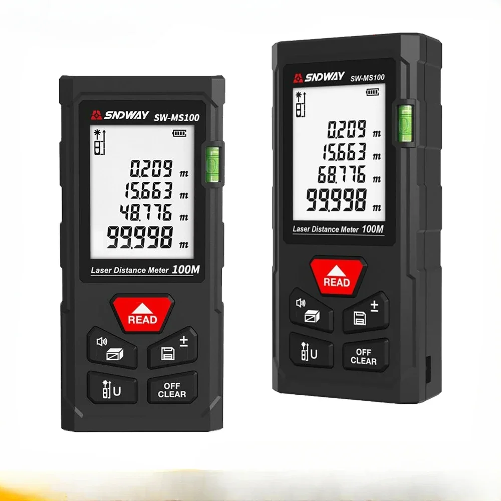 Imagem -04 - Sndway Medidor de Distância a Laser Digital Rangefinder Mini Fita Laser Medida Range Finder Profissional m in ft Medidor de Medição a Laser