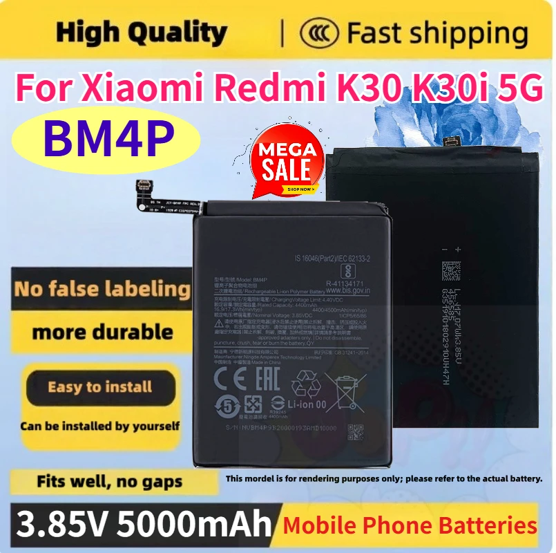 

Brand New BM4P 3.85V 5000mAh Mobile Phone Battery for Xiaomi Redmi K30 K30i 5G Built-in Phone Replacement Batteries