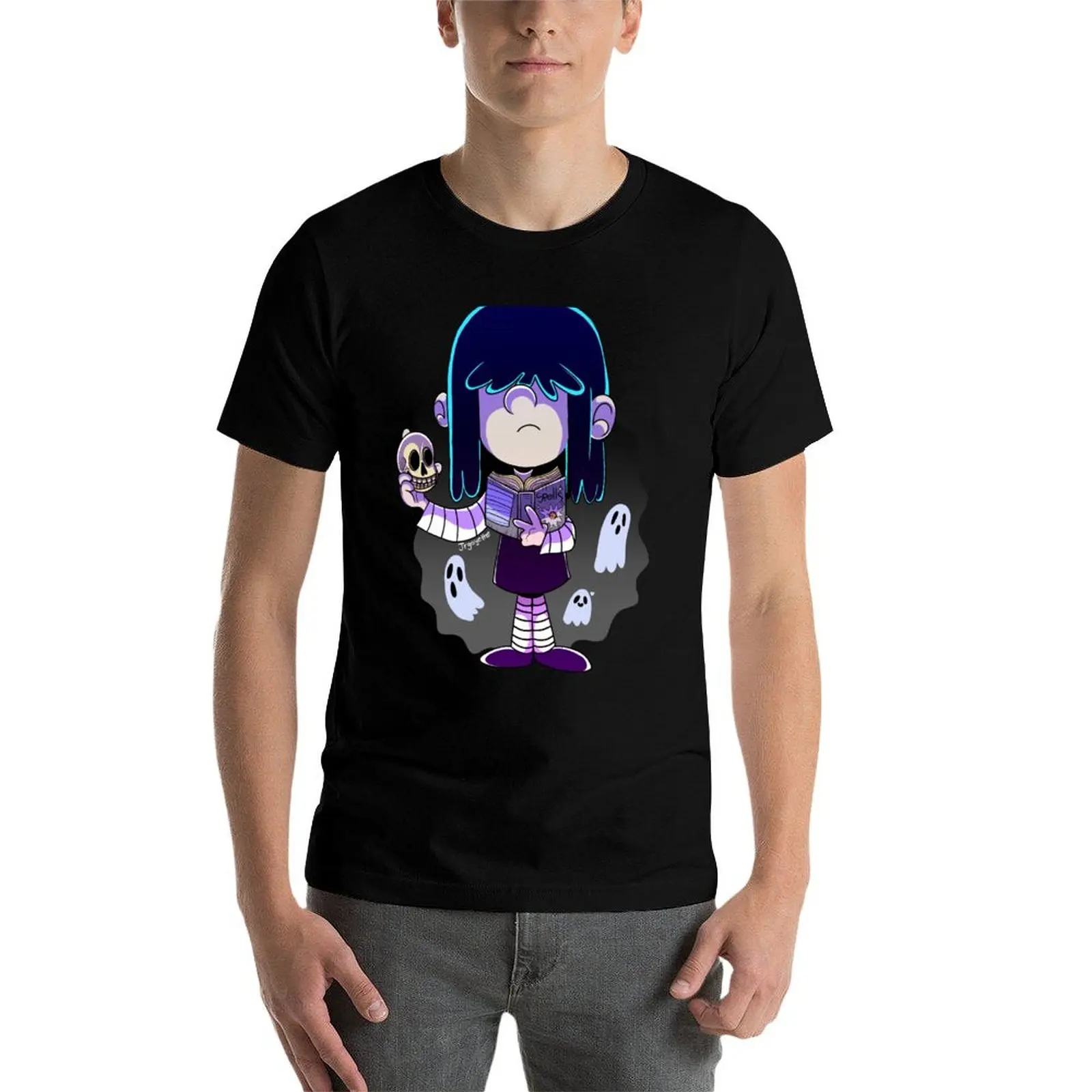 ラウドハウスルーシーラウドとスペルブックとスカル Tシャツメンズ tシャツ綿 100% 男の tシャツ高級