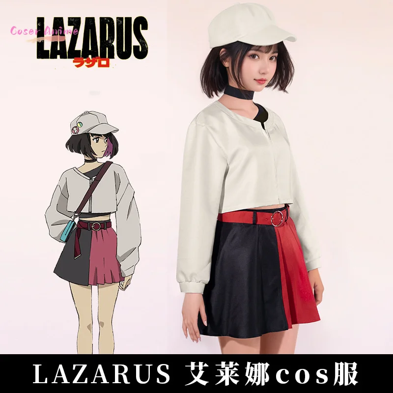 Costume de Cosplay Anime Lazarus Eleina, uniforme, jupe, veste, ceinture ras du cou Axel, fête d'halloween pour femmes et filles, accessoires de carnaval