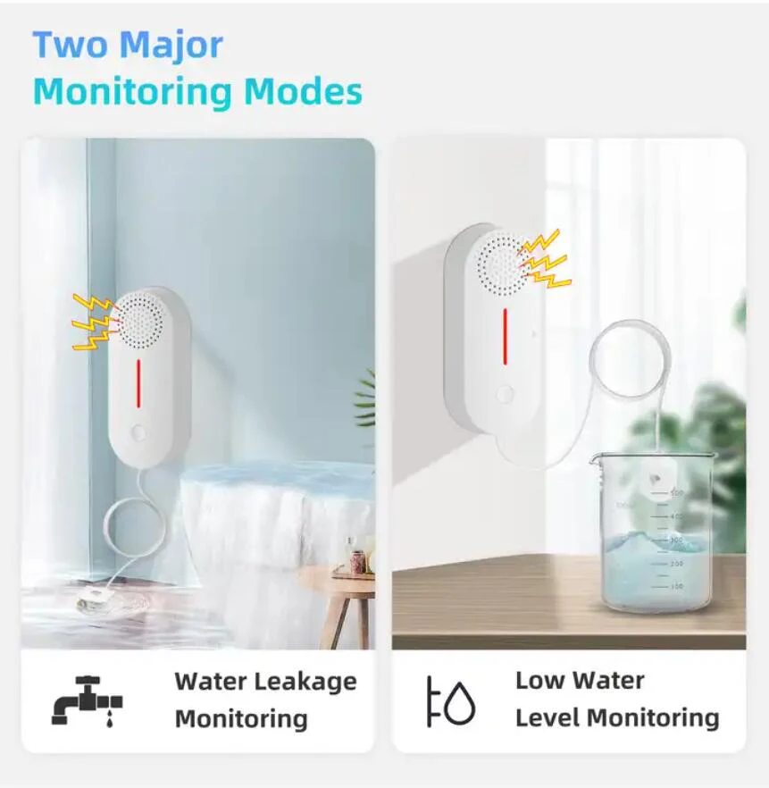 Tuya WiFi Smart Water Leakage Detection Sensor Flood Buzz Water Overflow Warning Detector Alarm