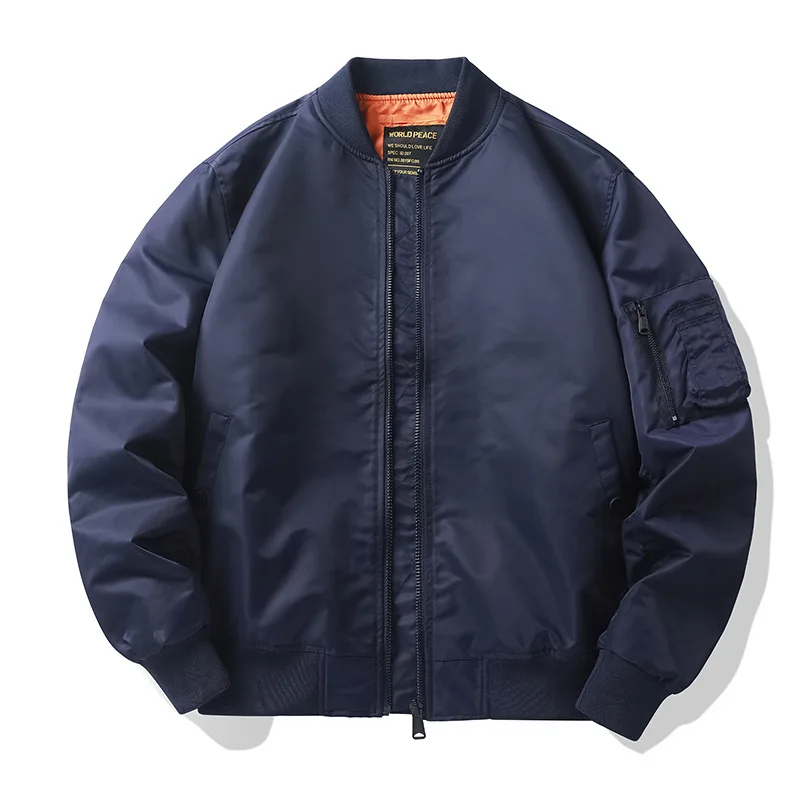 Man Bomber Jacket Autumn Winter High Street Stand Collar Long Sleeve Zipper Male Baseball Uniform Loose Versatile Men Outerwear