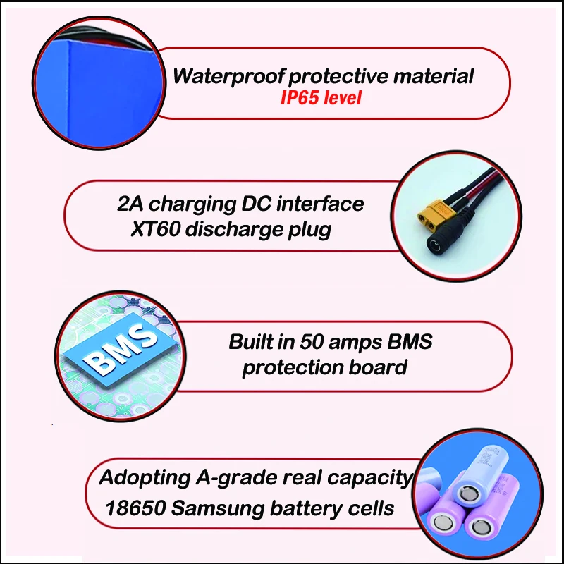 

Литий-ионный аккумулятор 48 В 20 Ач 500 Вт 750 Вт Akku 25 Ач 30 Ач 35 Ач1000 Вт Bateria Para 40 Ач 50 Ач 1500 Вт 18650 Litio Аккумулятор для электрического велосипеда