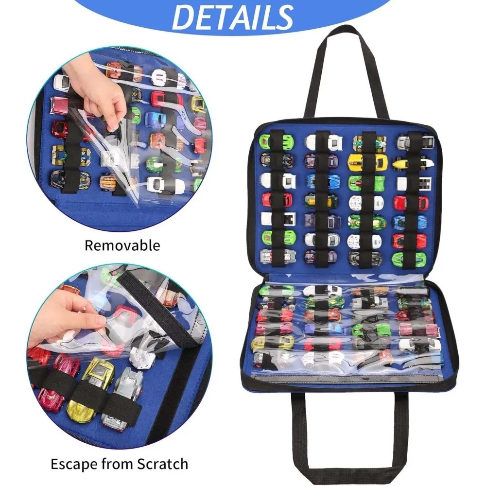 Double Sided Vehicle Storage Pouch Clear Window Removable Pocket Diecast Car Display Bag Large Capacity Lightweight