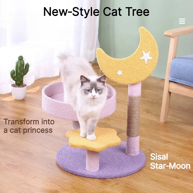 Three‑Tier Sisal Cat Tree Multifunctional Cat Scratching Board Nest Jumping Platform Stable Cat Scratcher Pet Furniture