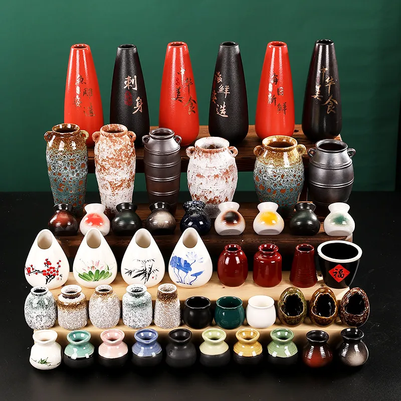 Japanese Style Print Dry Ice Small Cup Sashimi Seafood Plating Decoration Cold Dishes Garnish Ornament for Restaurant Sushi Bar