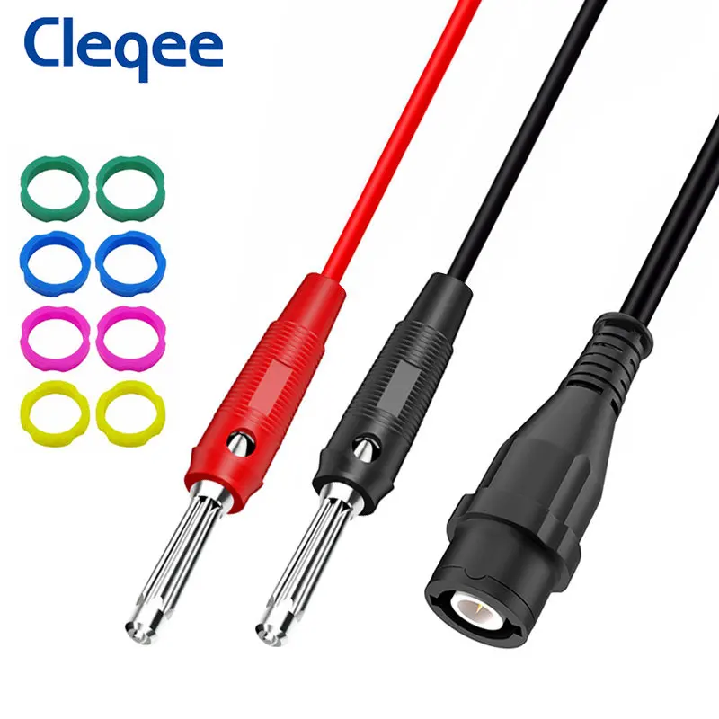Cleqee P1203 BNC do podwójnej wtyczki bananowej 4mm do układania w stosy przewód pomiarowy oscyloskop wtyczka BNC kabel koncentryczny 500 V/5A 120CM