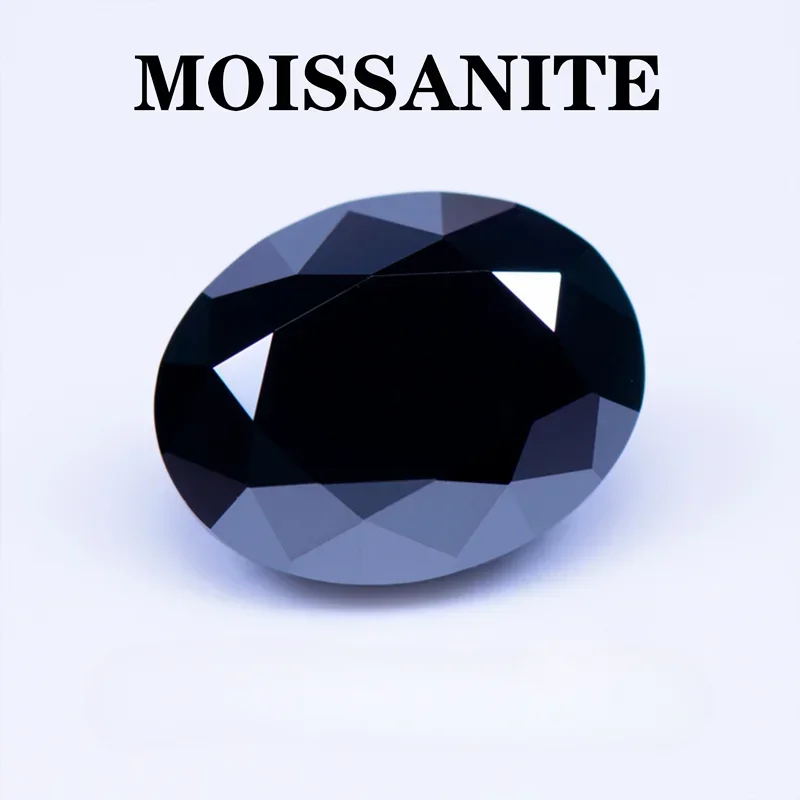 

Moissanite Stone Natural Black Color Oval Cut Charms Jewelry Making DIY Ring Necklace Earrings Main Materials with Certificate