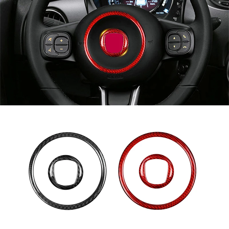

Наклейка из натурального твердого углеродного волокна для Fiat 500 Abarth 595 2008 2009 2010-2011 2018 2019 2020 2021 2022 кольцо на рулевое колесо