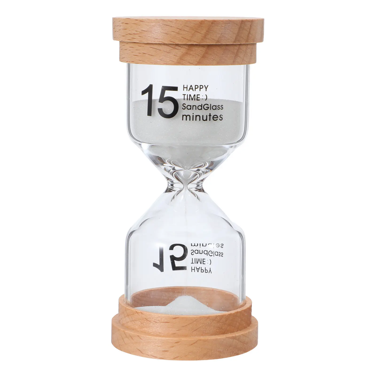 Sand Timer Hourglass 15 Minute Solid Wood Frame Countdown Desktop Timer For Kitchen Cooking  Meeting Reading Decor White Sand