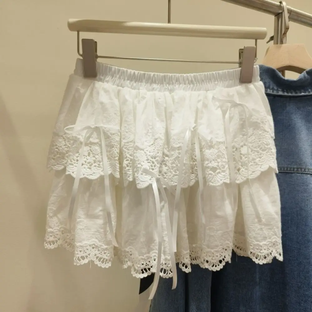 Mode Strik Gelaagde Rok Balletstijl Mesh A Line Rok Hoge Taille Slim Fit Mini Jurk