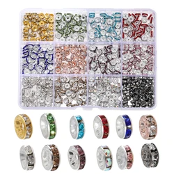 1set 6mm 8mm Rhinestone Rondelle Crystal Round Loose Spacer Beads for DIY Jewelry Making Bracelet Necklace Accessories
