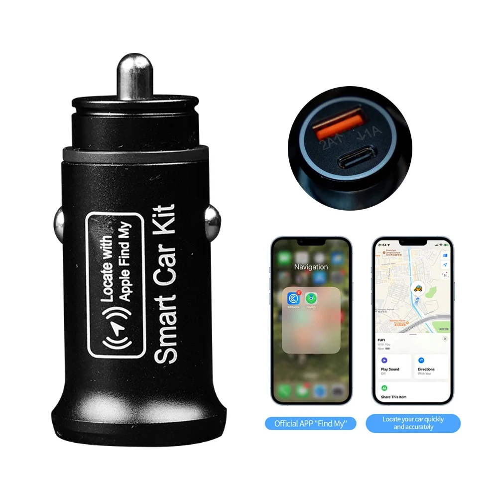 Mini Car Charger AP200 GPS Locator Tracker Cigarette Lighter USB Phone Ipad Charger Type C Find My Apple Official App Anti-lost