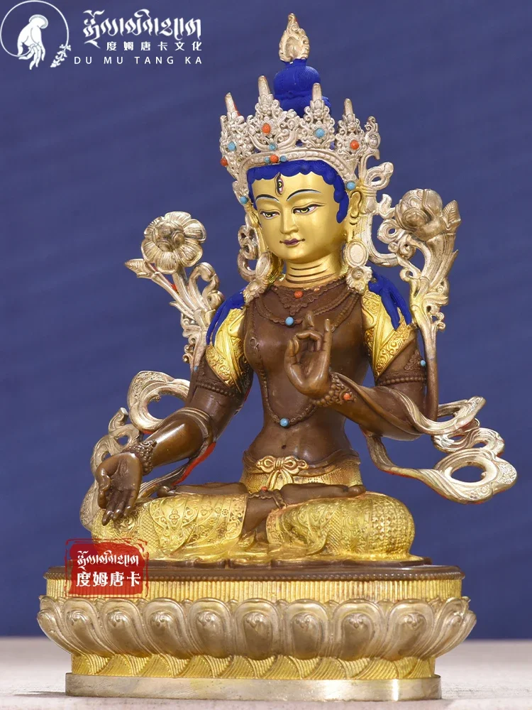 Dum Thangka, Mother White Buddha statue, Tibetan tantra pure copper gilt, bronze statue ornament in living room, household image