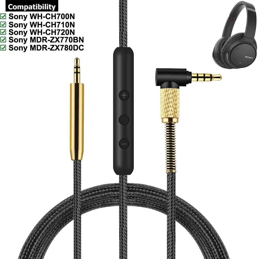 Nylon Braided Replacement OFC Aux Cable Extension Cord For Sony WH-CH700N WH-CH710N WH-CH720N MDR-ZX770BN MDR-ZX780DC Headphones