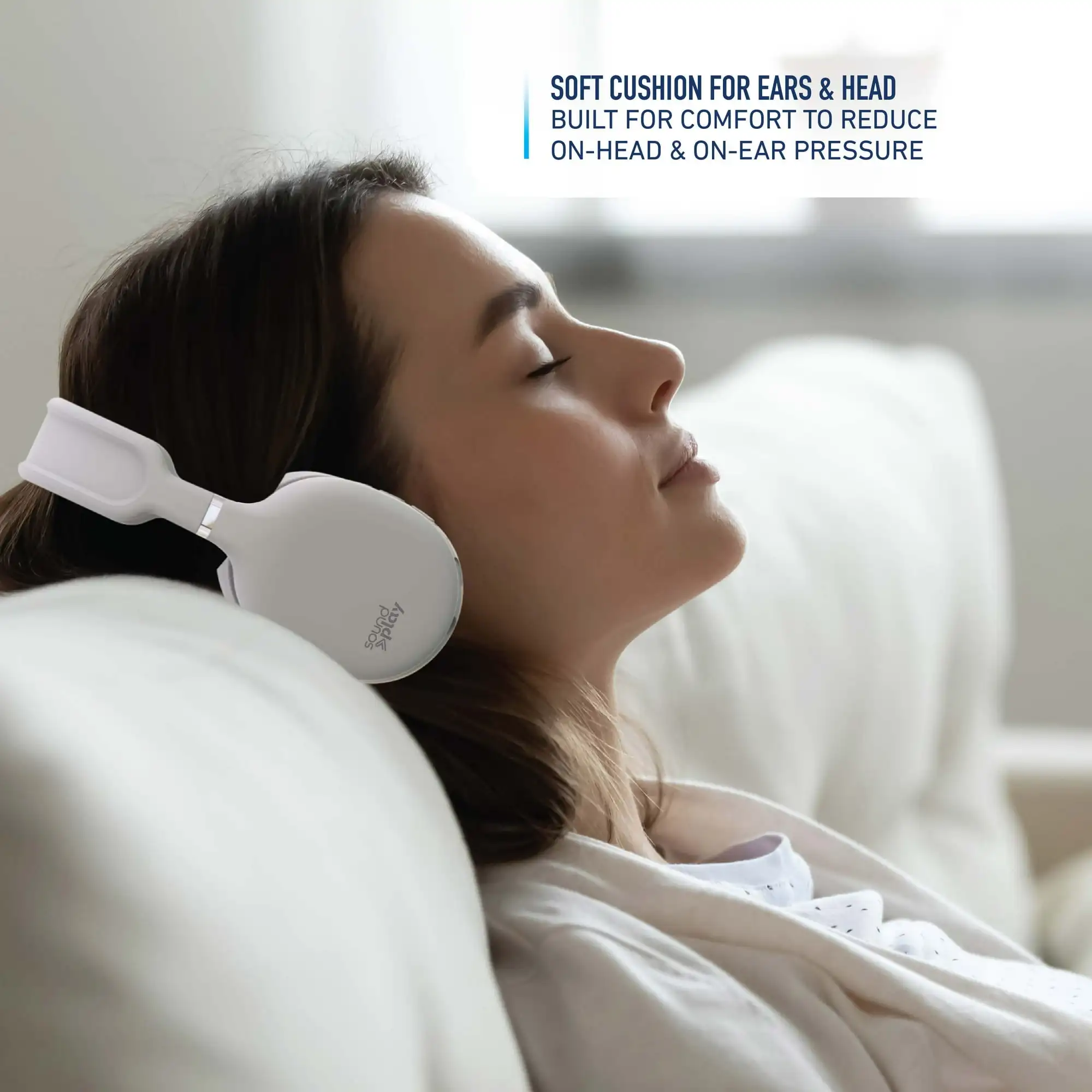

SoundPlay Foldable Wireless Headphones, Bluetooth Over-Ear Headset with Built-in Mic