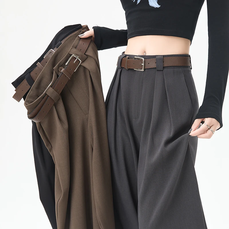 

High Waist Women Suit Pants Spring Autumn Loose Wide Leg Straight Trousers 2025 New Casual Office Lady Pants