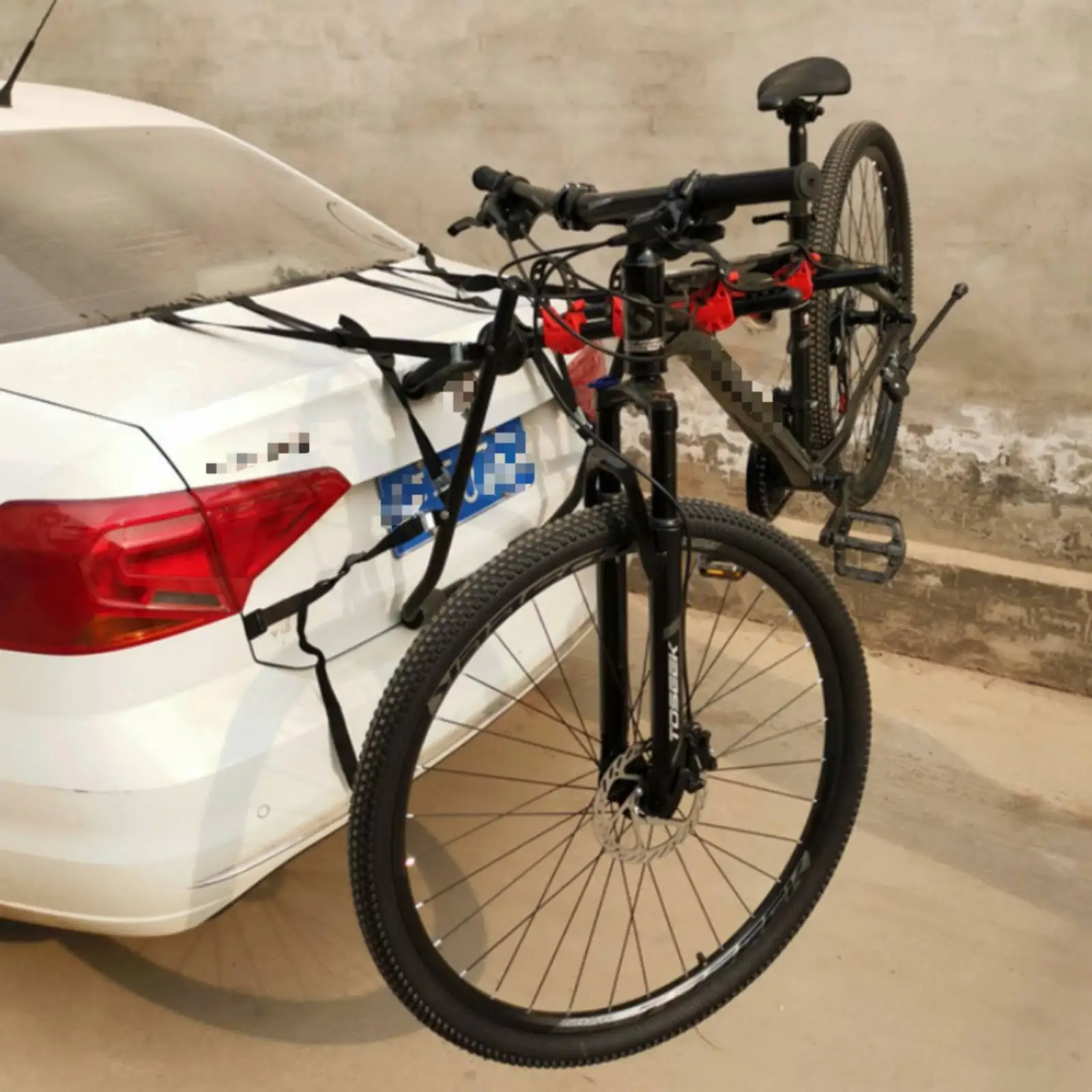 Car Rear Bicycle Rack Vehicle Bike Carrier Rack with Padded Arms Adjustable Fastening for Outdoor Trips