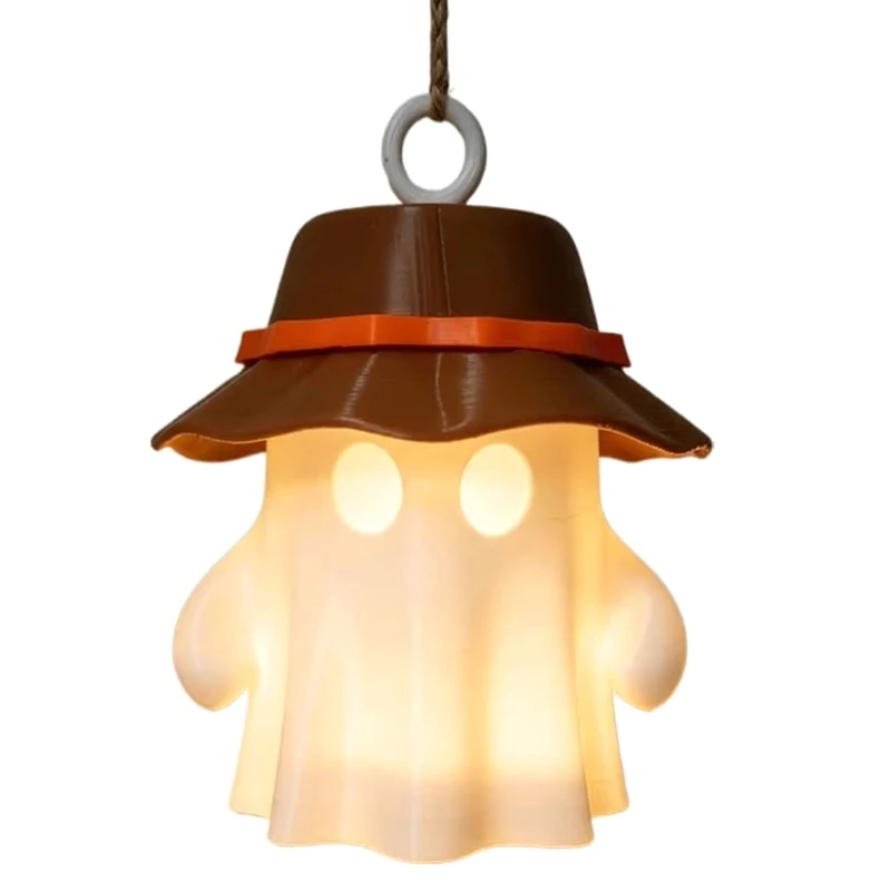 New Cute Camping Ghost Night Light LED Campfire Ghost Lampshade, Halloween Ghost Table Lamp Shade (Lamp Not Included) E
