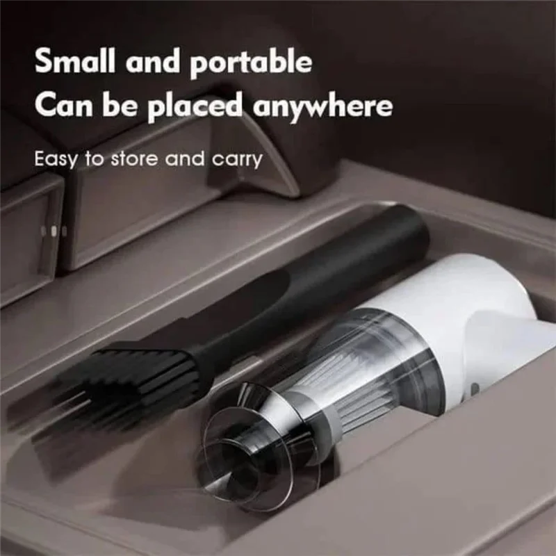 B25B 1Set Car Vacuum Cleaner Strong Suction Car Vacuum Cordless Rechargeable Wireless Handheld Black