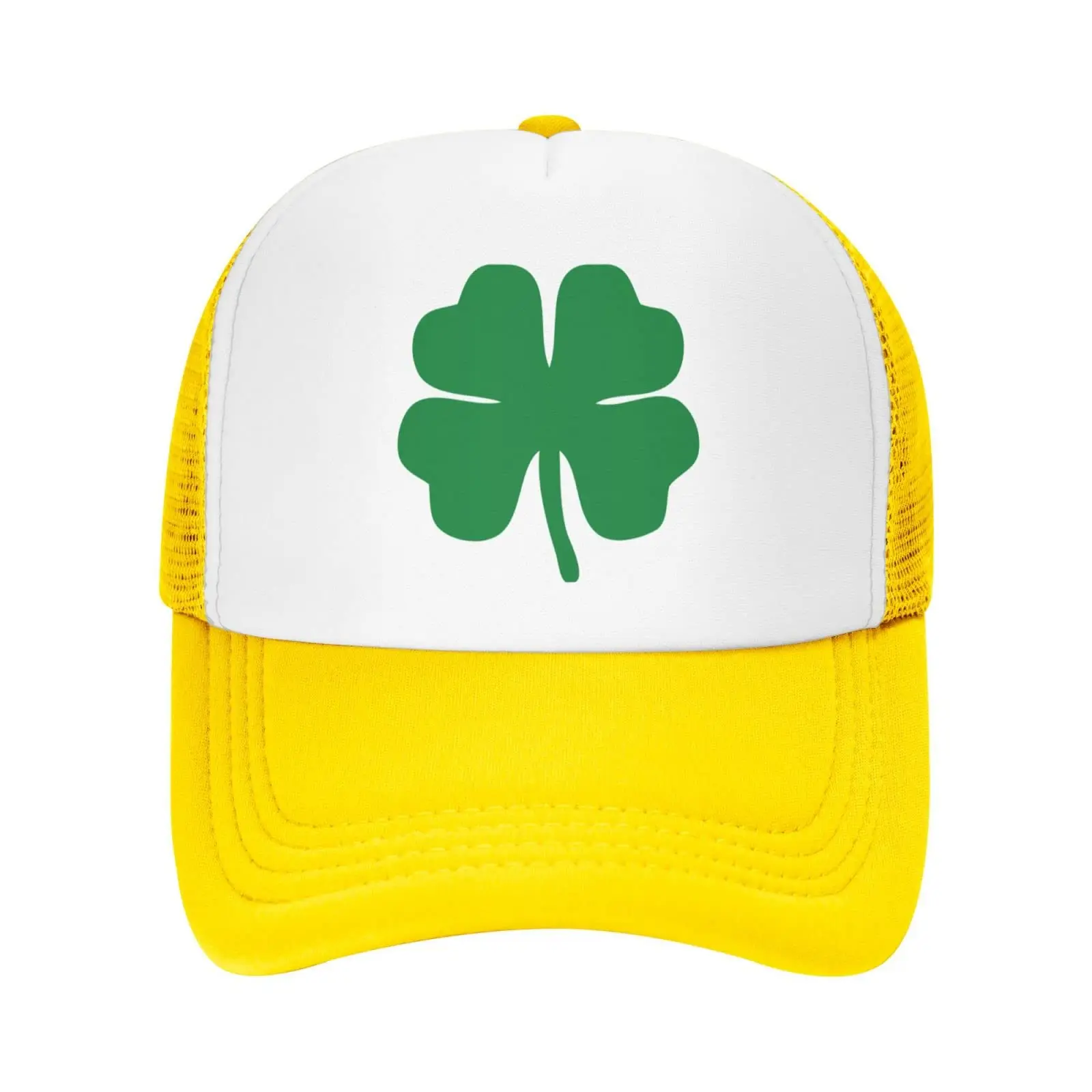 Lucky Green 4 Leaf Clover Trucker Hat - Mesh Baseball Snapback Cap for Men Or Women Outdoors  Daily