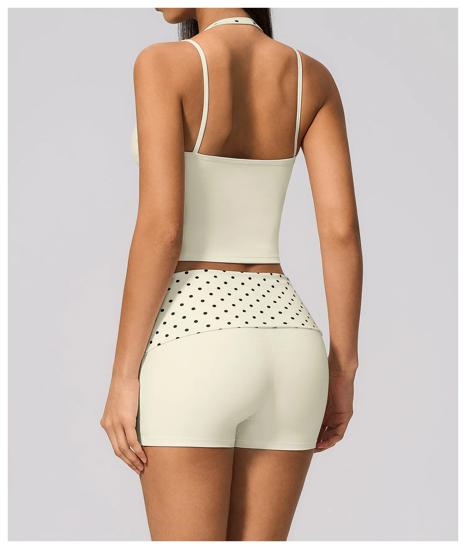 Polka Dot Yoga Tank Top Stoßfestes gestreiftes Fitness-BH Gym Workout Weste Atmungsaktives Sport-Top Neckholder Sportweste mit schönem Rücken – Detail 7