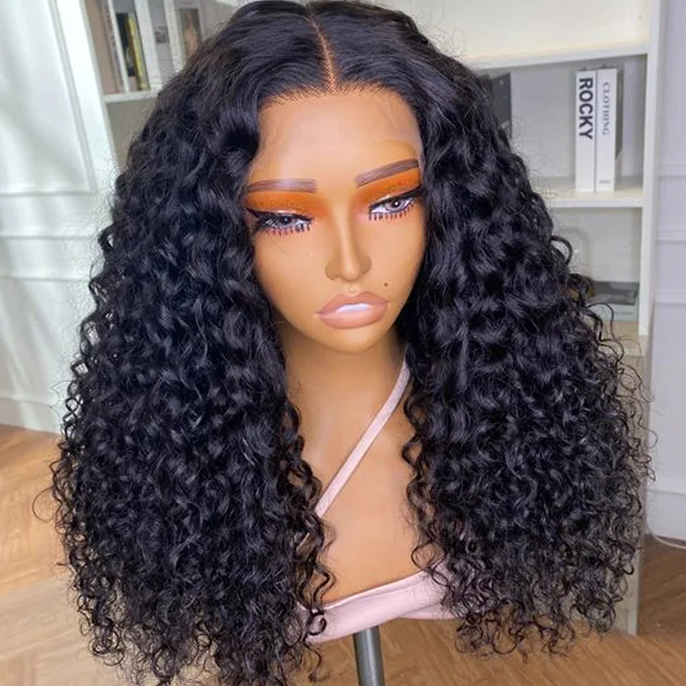 Deep Wave Frontal Wig 13x6x1 Deep Curly Lace Front Human Hair Wigs For Black Women 180% Density Part Lace Front Deep Wave Wig