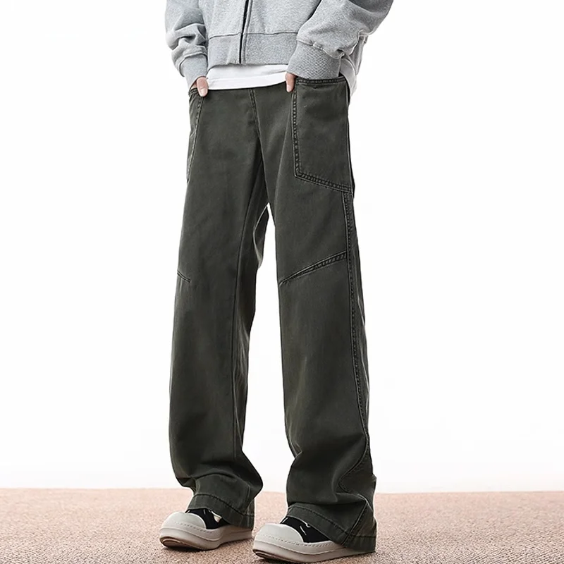 

Мужские повседневные рабочие брюки VIOW Heavy Du Deconstructed Cool Straight Blade, повседневные свободные джинсы в американском стиле ретро