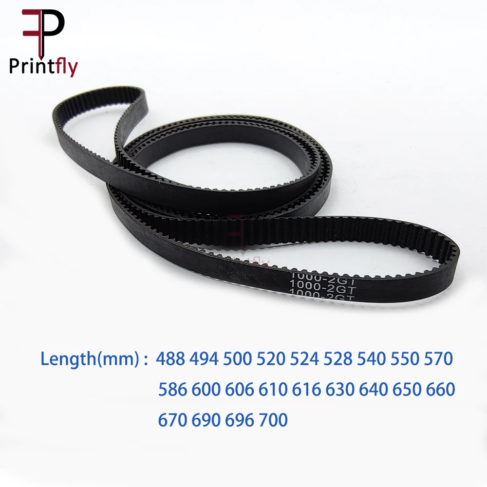 Printfly 2GT 2M GT2  Timing belt Pitch length 488/494/500/520/524/528/540/550/570/586/600~690/696/700 Width 6mm Rubber closed