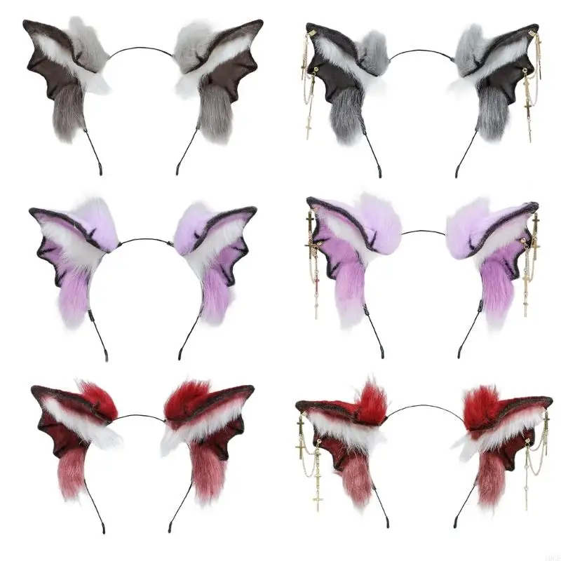 Adjustable Bloodsucker Bats Wing Hairband Gothicism Anime Character Headpiece for Role Playing Make Up Parties Gifts