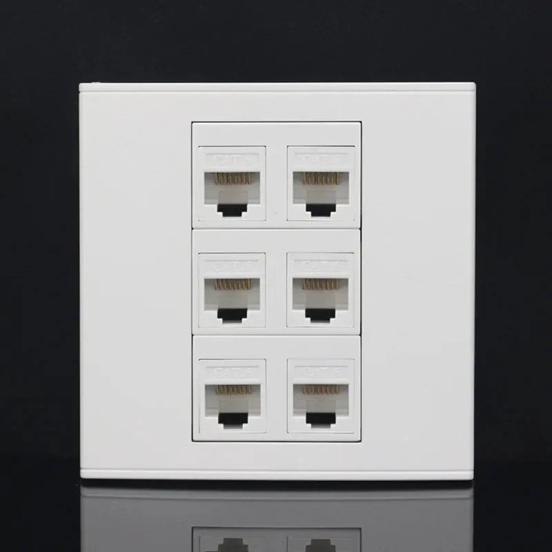 6-port GIGABit Network Wall Socket, RJ45 Network Cable Module CAT6  Connects To The Computer Panel