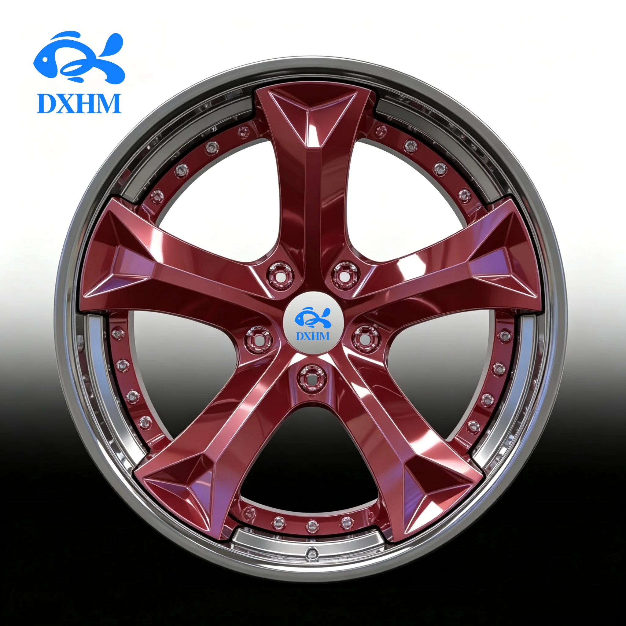 2 Piece Custom Alloy Concave Froged 16-24 Inch 5x112 5x130 Red Brushed Te37 5 Star Spoke Rims for