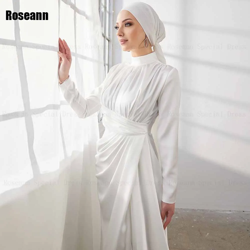 Muslim 2024 High Quality Mermaid Wedding Dresses Brush Train Ruffle Full Draped Pleat Floor Length Bride Dress robe de mariée