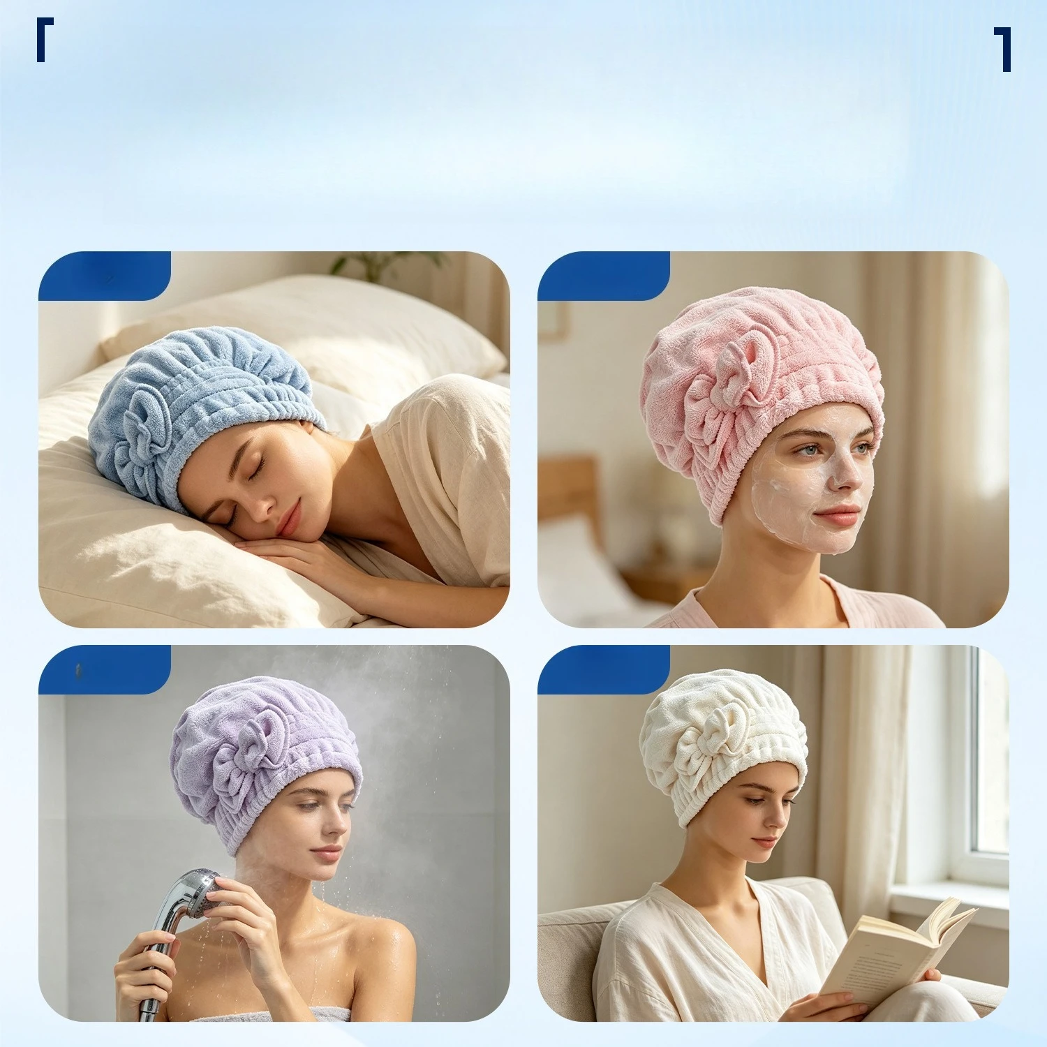 European and American style three-dimensional rose dry hair cap, special hair care cap for women's beauty salon care