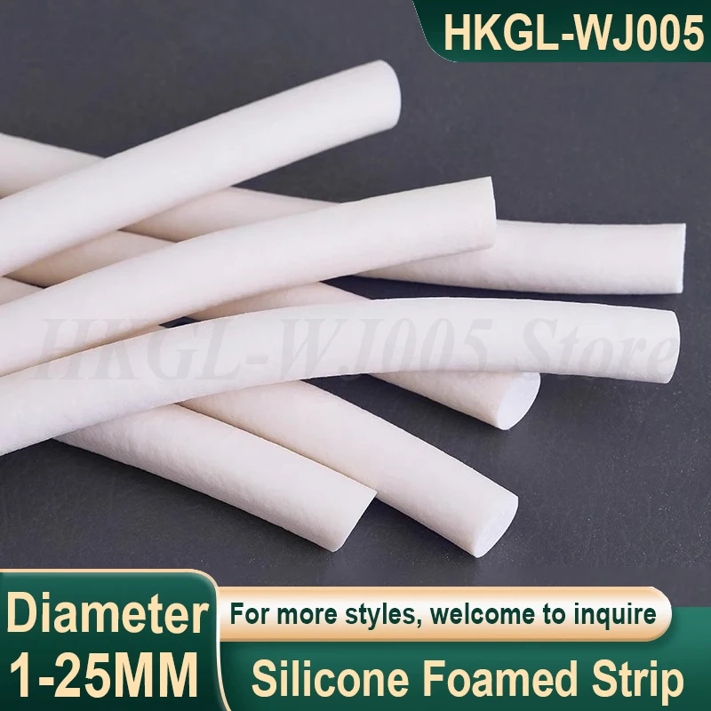 

Dia 1-25mm Round Silicone Rubber Foamed Strip White Silicone Foam Sealing Strip Sponge Strip Foaming Cord Seal Strip