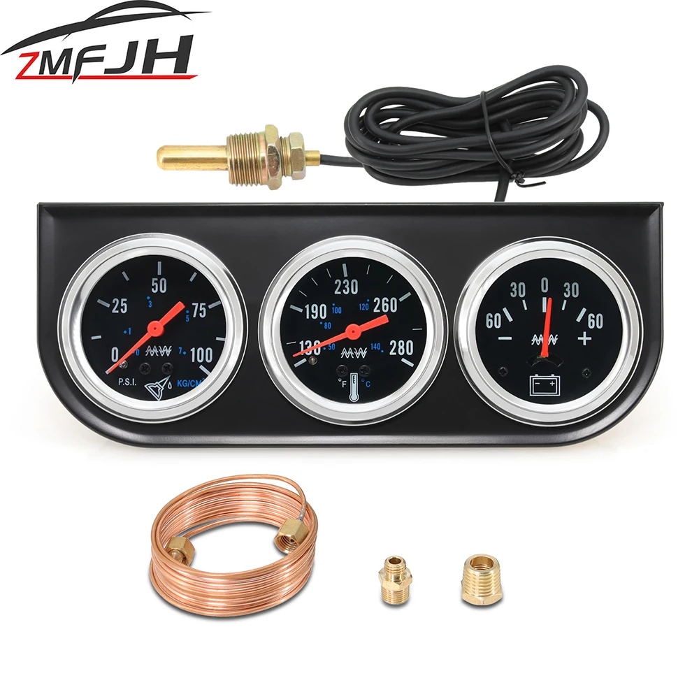 

Набор тройных манометров давления масла, воды, температуры, усилителя, автомобильные тройные комплекты измерителей 0-100PSI, измеритель давления масла, температура для автомобиля 12 В