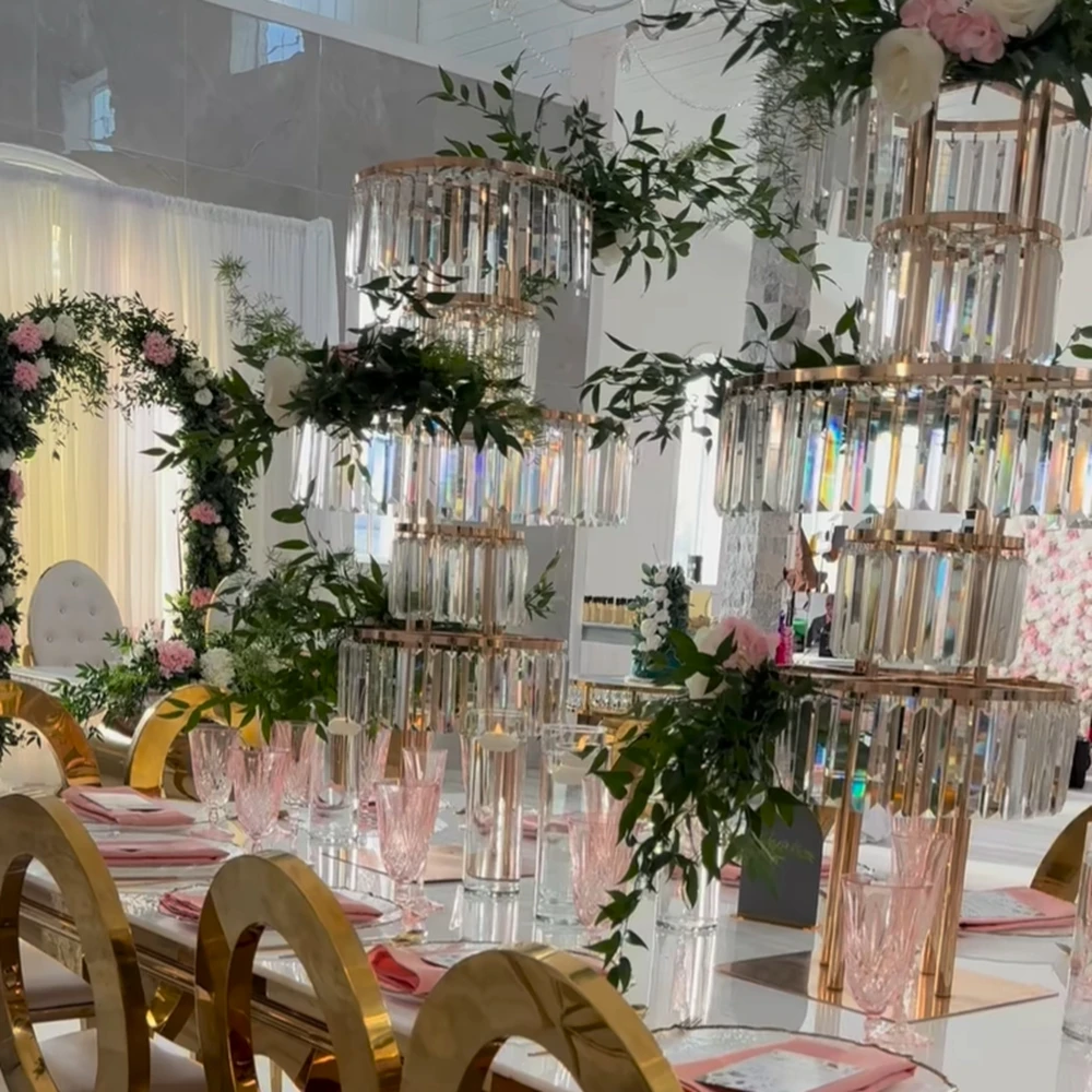 2-6pcs)120cm Wedding Table Rectangular Floral Centerpiece  round acrylic  clear Acrylic Wedding Centerpieces for Tables