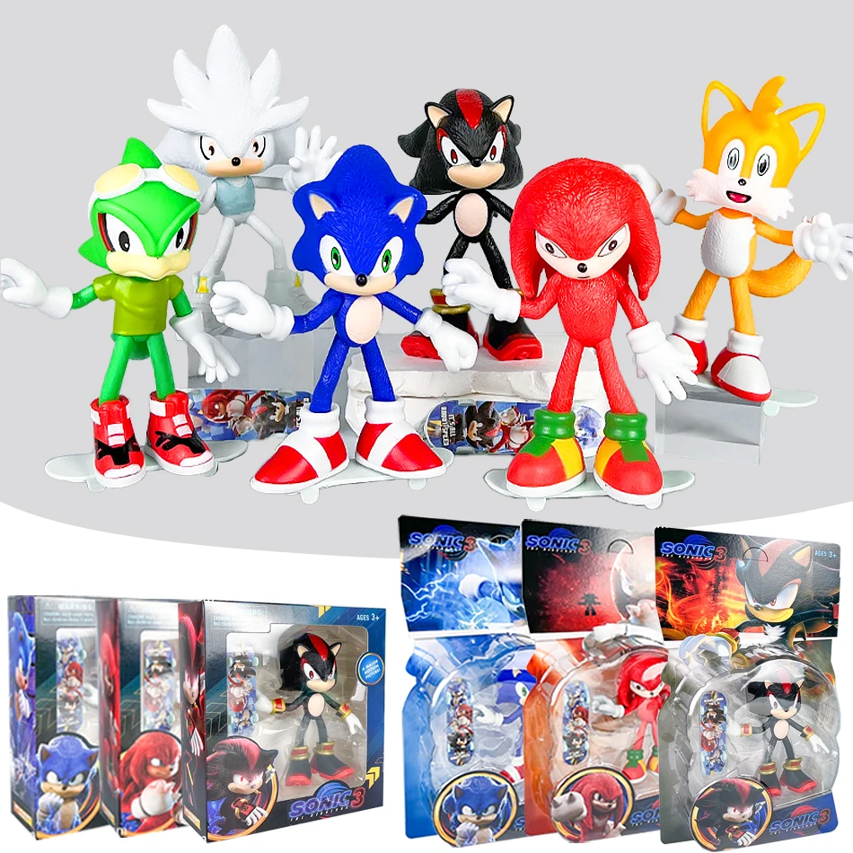 New Cute Sonic PVC Character Toy Hedgehog Shadow Mouse Flying Mouse Handmade Figure Model Dolls Trendy Play Window Box Card Gift