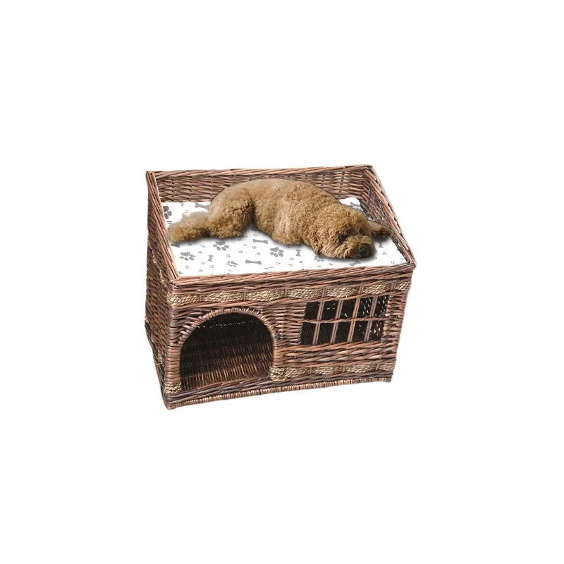 Cat nest rattan summer villa cat house universal in all seasons closed removable and washable