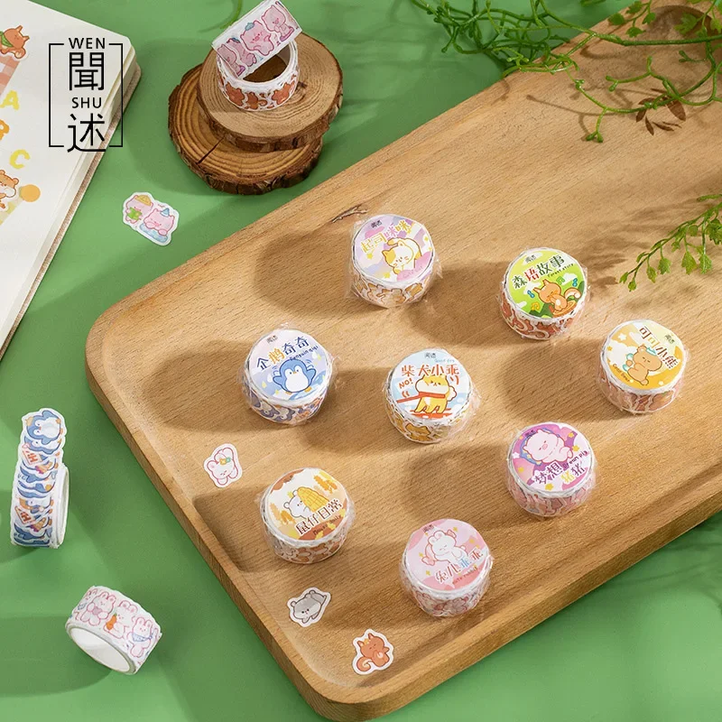 شريط اشي كرتوني على شكل حيوانات - ملصقات دائرية للمذكرات المزخرفة وسجل القصاصات بنفسك