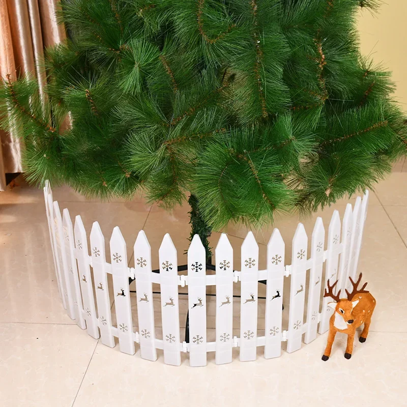 Christmas Tree Fence Decoration White Plastic Plant Mini Fence for New Year Party Home Garden Holiday Indoor Decor