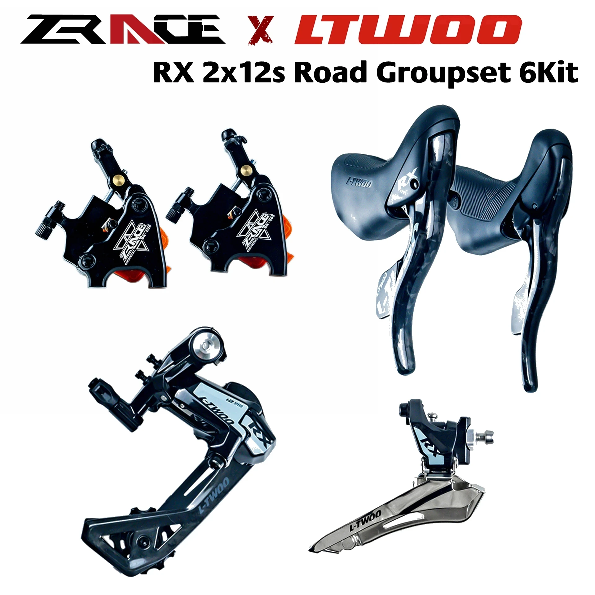 NEW LTWOO RX 2x12speed,24s Road Hydraulic Brake Groupset 6Kit,Carbon Fiber,ZRACE Hydraulic Brake+Shifter+RF Derailleur RX12-6kit