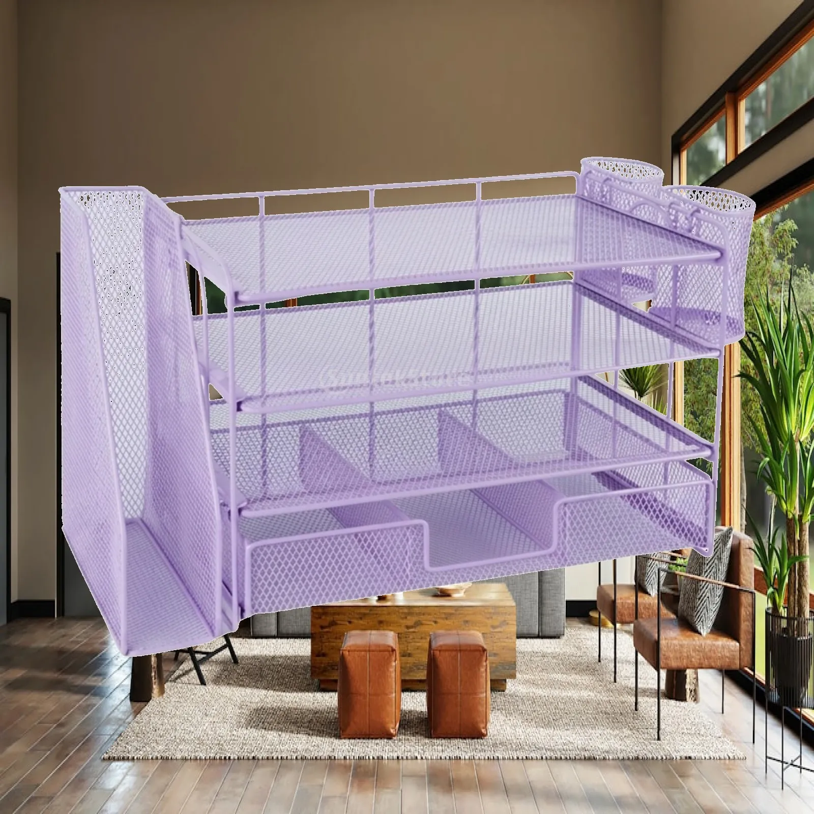 Desktop Shelf Organizer for Workstation Cube Storage Bin with Open Ventilated Mesh Design