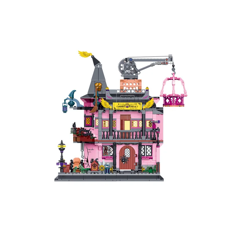 Magiczny Laboratorium Klocki Konstrukcyjne DIY Architektura Montaż 3D Model Domu Wiedźmy Mini Cegiełki Zabawki Na Prezent Urodzinowy 611051
