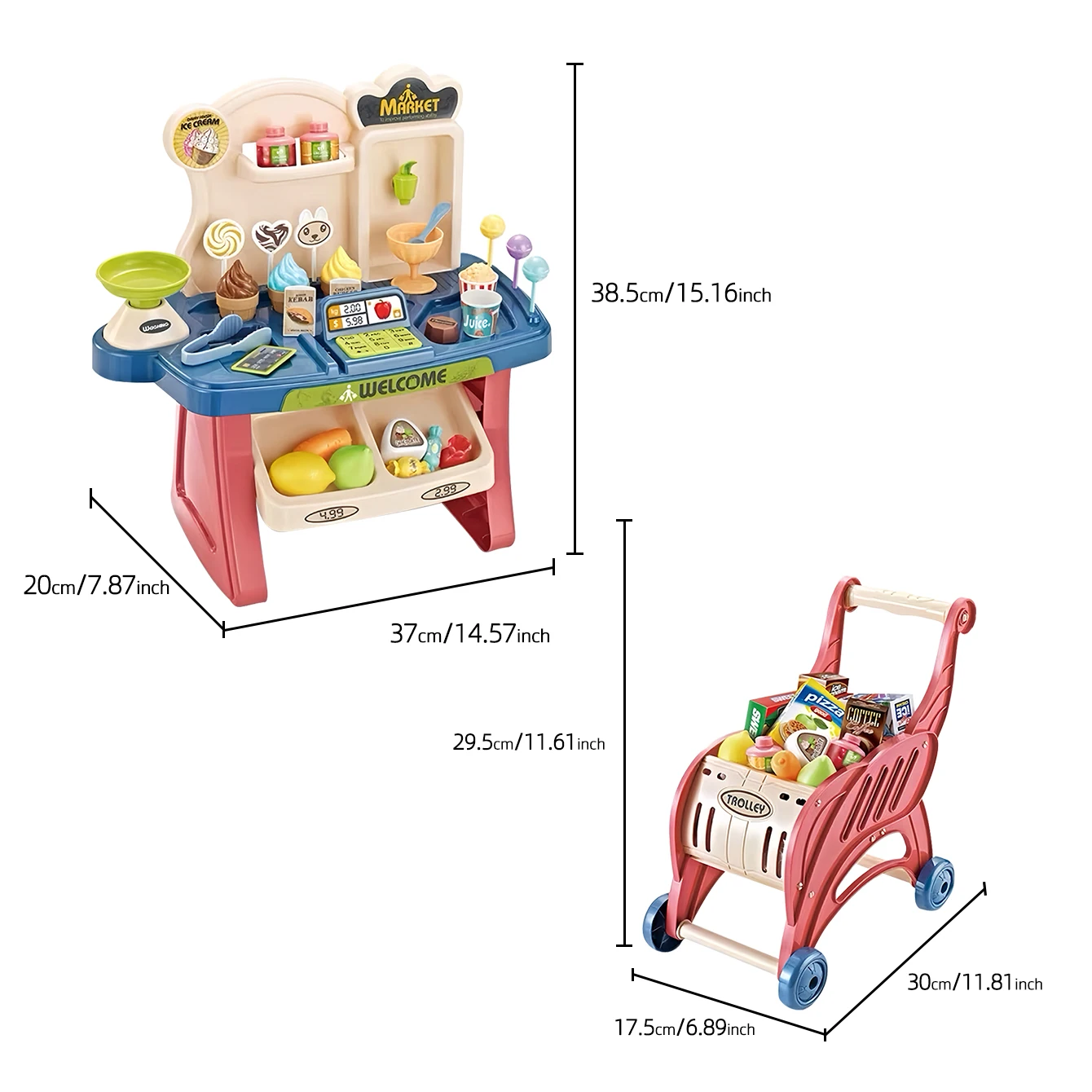 ألعاب الأطفال تحاكي هدايا العيد لعربة الخروج من السوبر ماركت الصغيرة