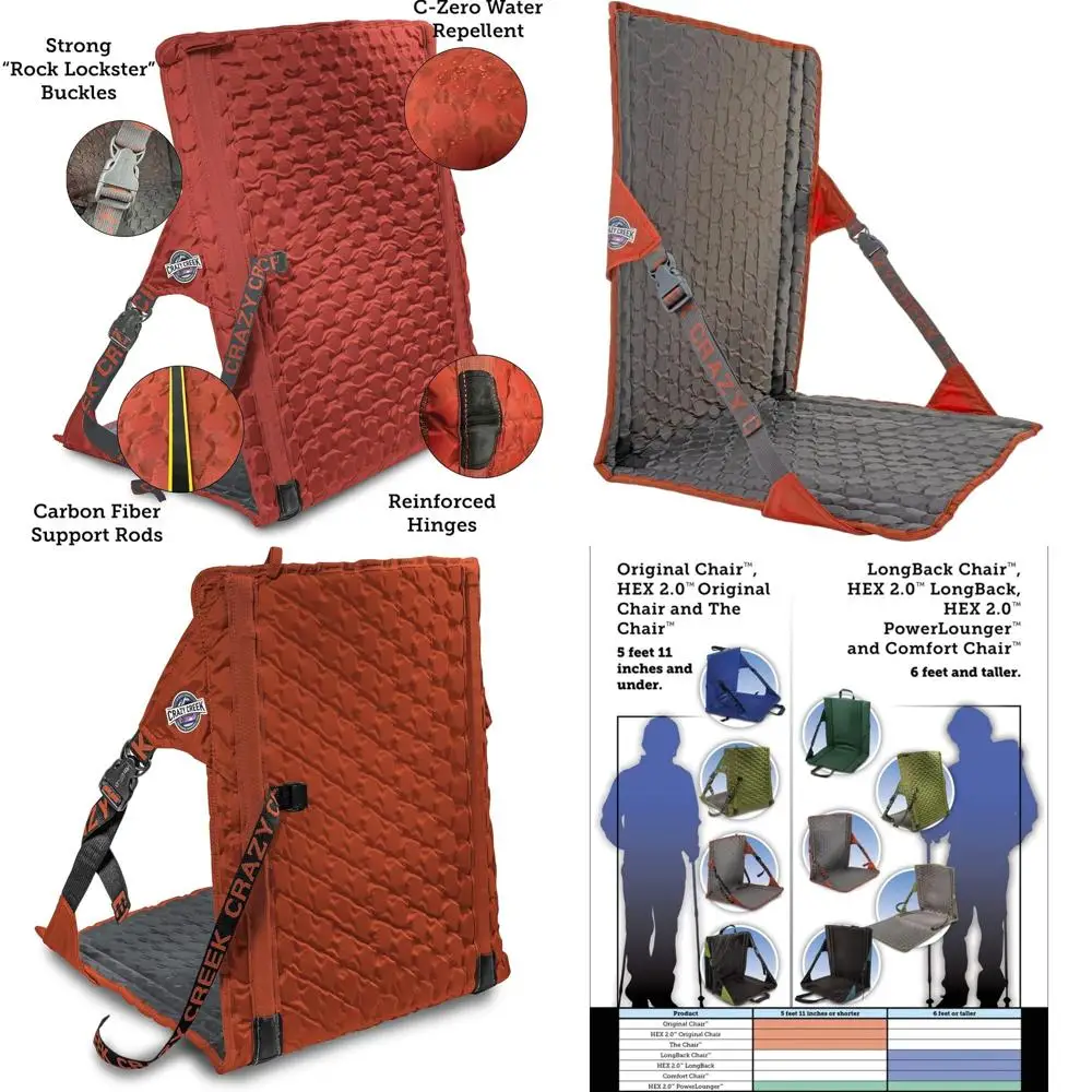 

Улучшенное комфортное кресло-спинка для походов, кемпинга и стадионов, широкое и высокое, выдерживает до 113 кг, регулируемые ремни.