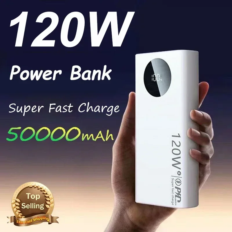 

50000mAh Power Bank PD 120W Super Fast Charging Powerbank Ultralarge Capacity External Battery With Portable LED Digital Display