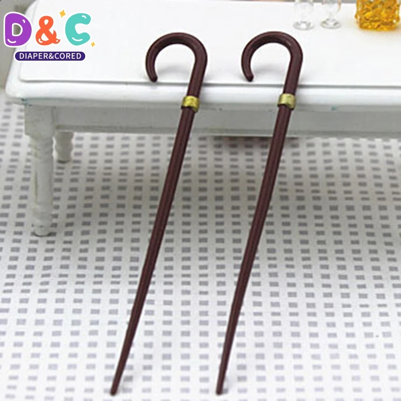 Mini Vintage Gentleman Walking Stick Simulation Crutch Model Toy for Doll House Decoration 1/12 Dollhouse Miniature Accessories